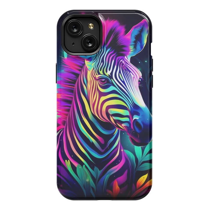 iPhone 15 Plus StrongFit colorful zebra by haroulita