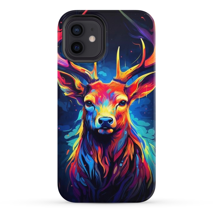 iPhone 12 StrongFit Colorful deer by haroulita