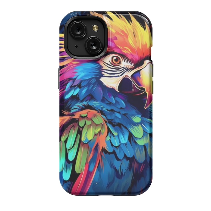 iPhone 15 StrongFit Colorful parrot by haroulita