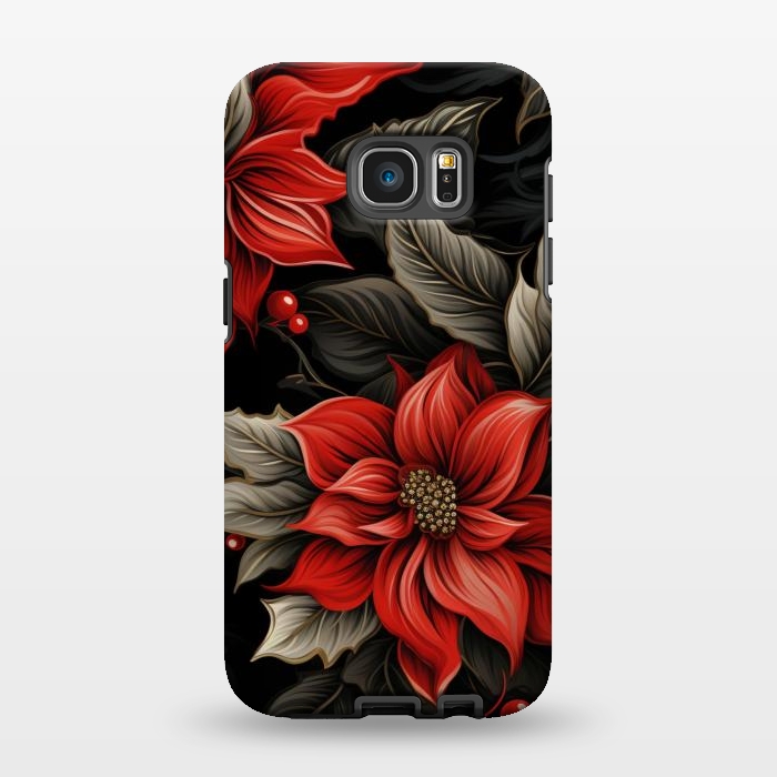 Galaxy S7 EDGE StrongFit Christmas Poinsettia flowers by haroulita