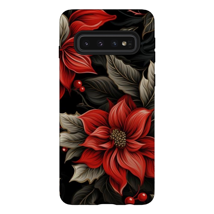 Galaxy S10 StrongFit Christmas Poinsettia flowers by haroulita