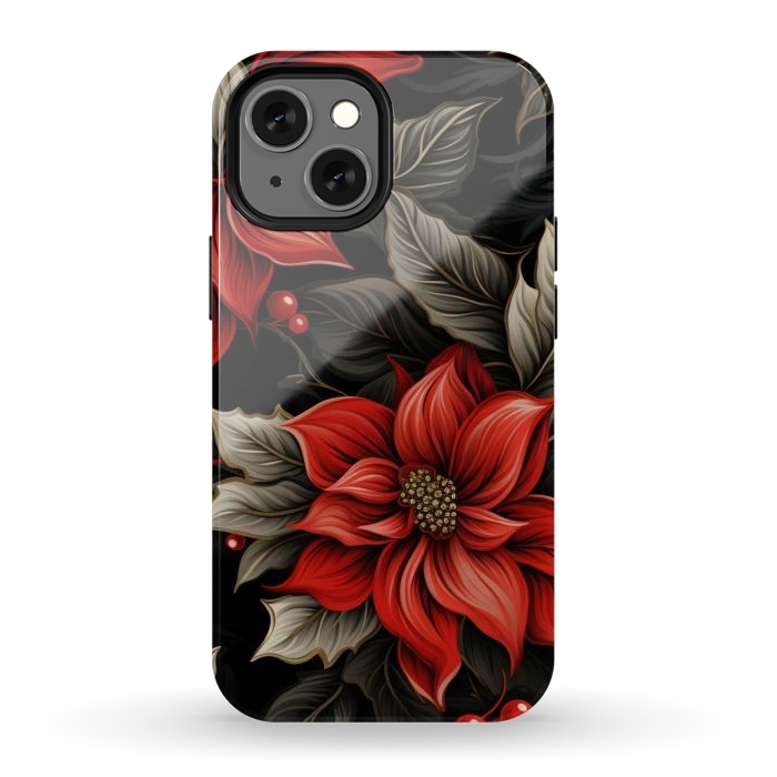 iPhone 12 mini StrongFit Christmas Poinsettia flowers by haroulita