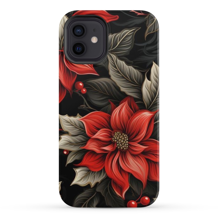 iPhone 12 StrongFit Christmas Poinsettia flowers by haroulita