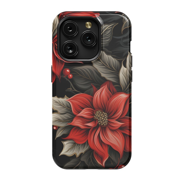 iPhone 15 Pro StrongFit Christmas Poinsettia flowers by haroulita