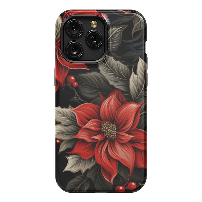 iPhone 15 Pro Max StrongFit Christmas Poinsettia flowers by haroulita