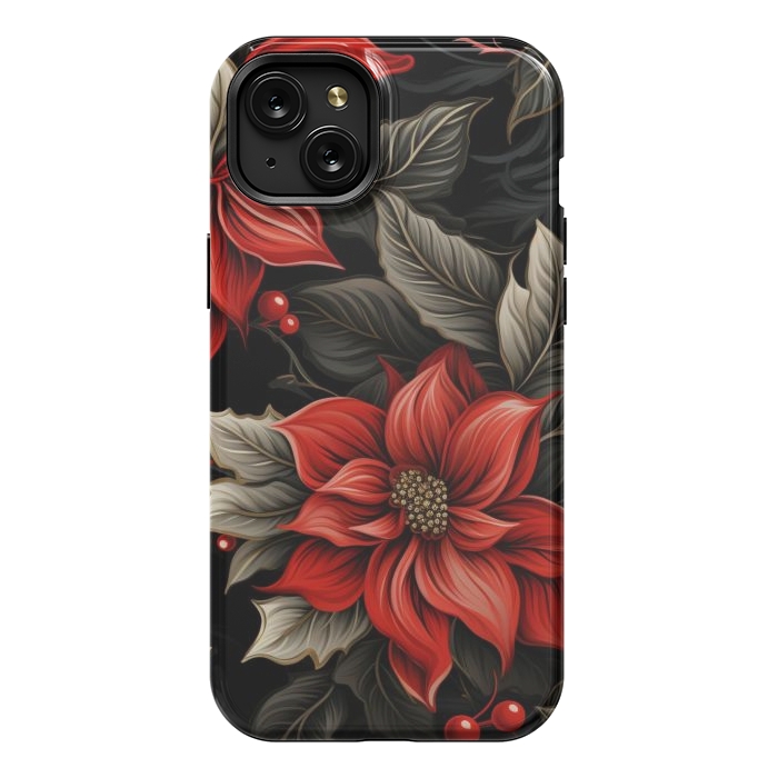 iPhone 15 Plus StrongFit Christmas Poinsettia flowers by haroulita