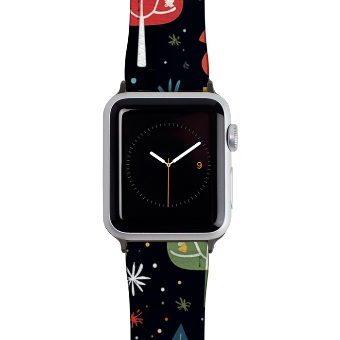 Watch 42mm / 44mm Strap PU leather Whimsical Christmas Pattern by Texnotropio