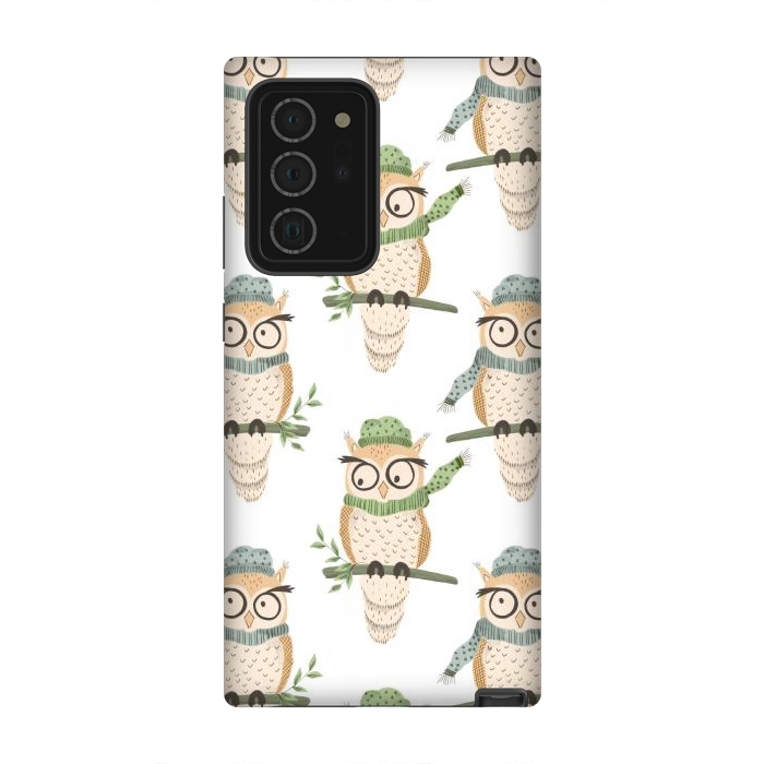 Galaxy Note 20 Ultra StrongFit Quirky Winter Owls by Tiny Thistle Studio