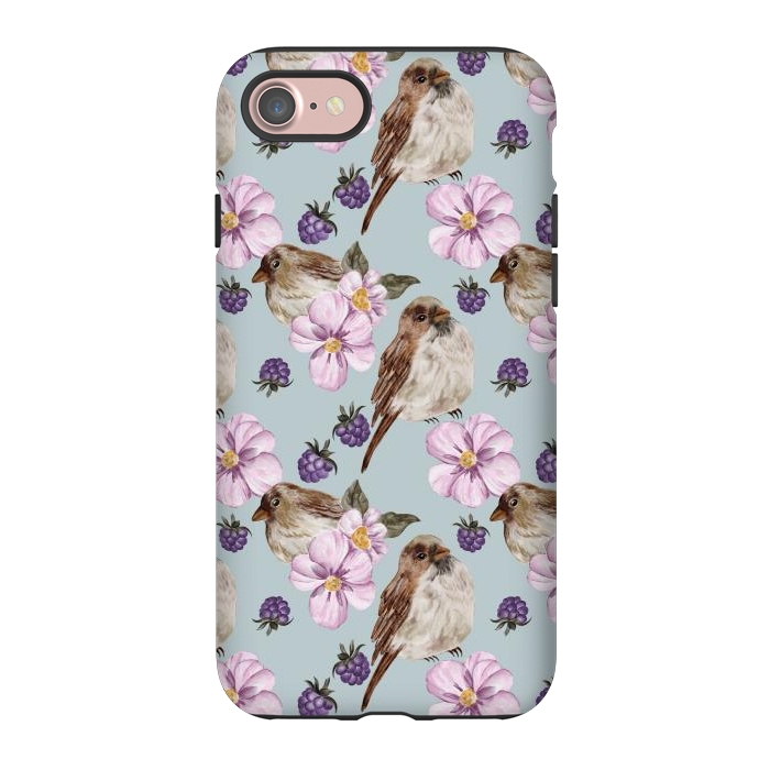 iPhone 7 StrongFit Lovely birds, blue by Flowery Stories
