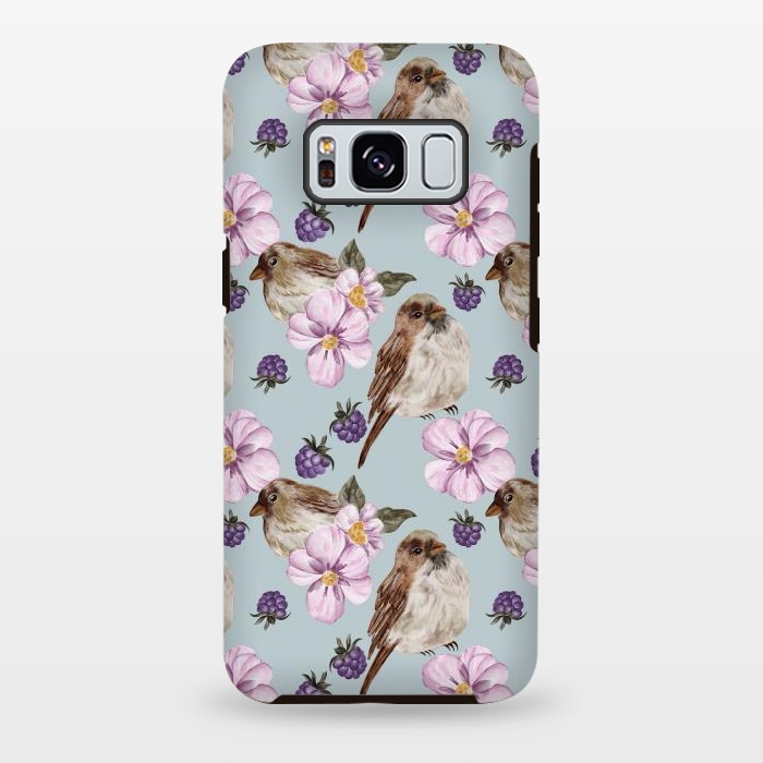 Galaxy S8 plus StrongFit Lovely birds, blue by Flowery Stories