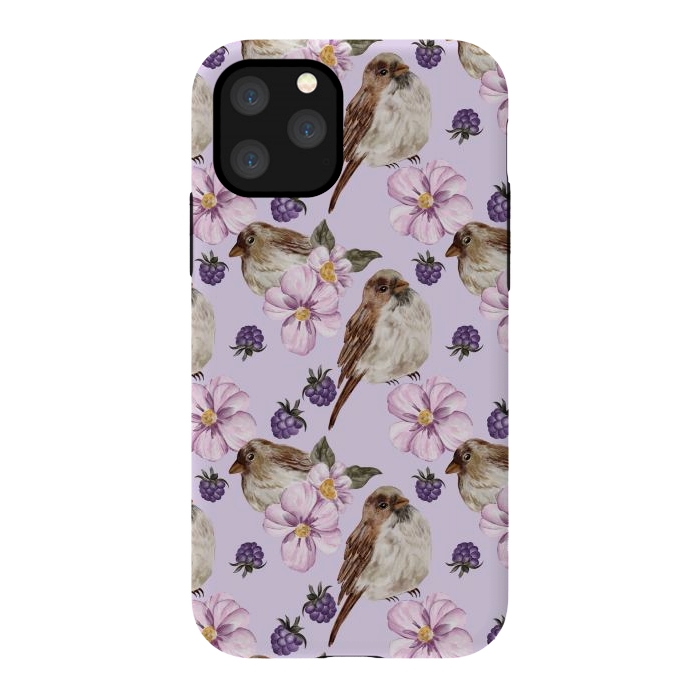 iPhone 11 Pro StrongFit Lovely birds, light purple by Flowery Stories