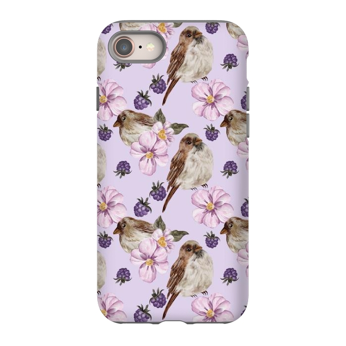 iPhone SE StrongFit Lovely birds, light purple by Flowery Stories