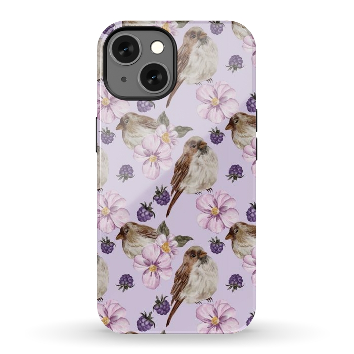 iPhone 13 StrongFit Lovely birds, light purple by Flowery Stories