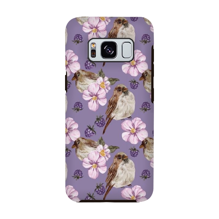 Galaxy S8 StrongFit Lovely birds, dark purple by Flowery Stories