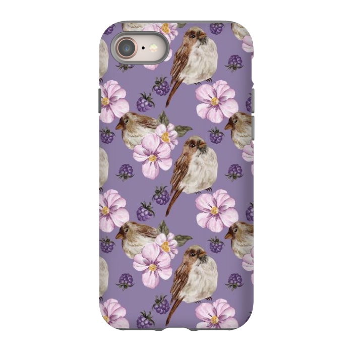 iPhone SE StrongFit Lovely birds, dark purple by Flowery Stories