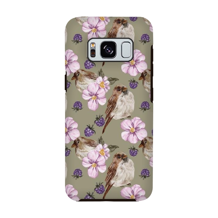 Galaxy S8 StrongFit Lovely birds, green by Flowery Stories