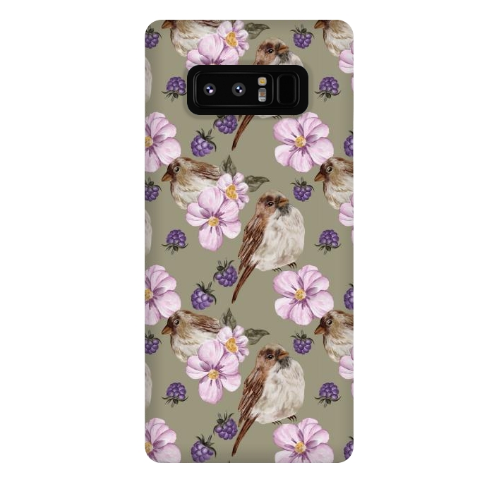 Galaxy Note 8 StrongFit Lovely birds, green by Flowery Stories