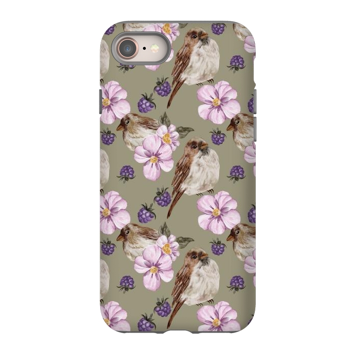 iPhone 8 StrongFit Lovely birds, green by Flowery Stories