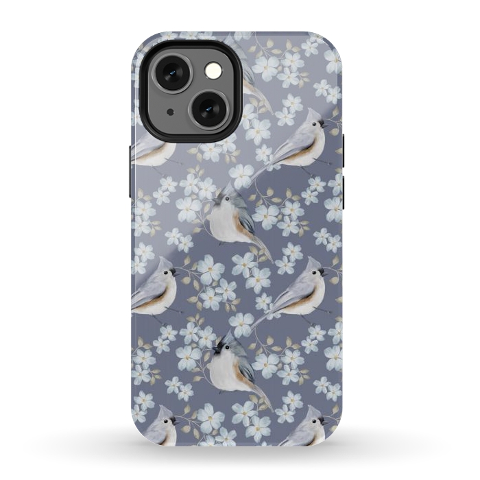 iPhone 12 mini StrongFit Tufted titmouse by Flowery Stories