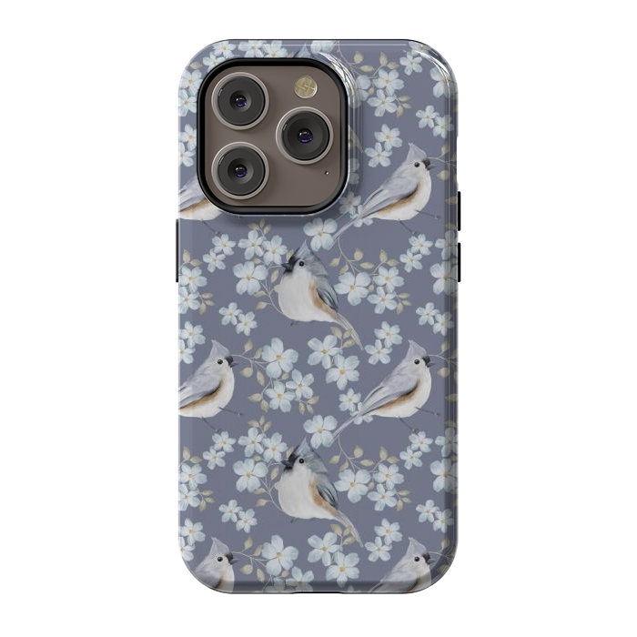 iPhone 14 Pro StrongFit Tufted titmouse by Flowery Stories