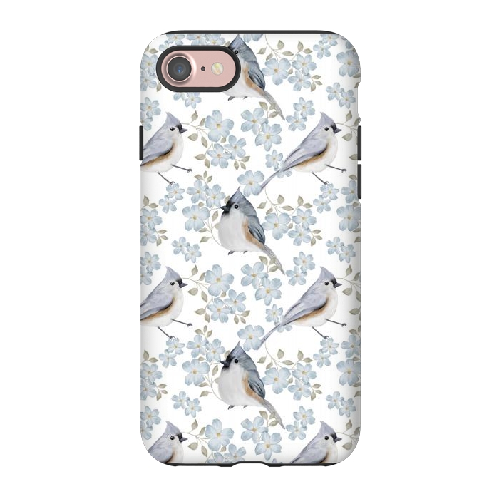 iPhone 7 StrongFit tufted titmouse, white by Flowery Stories