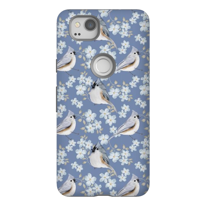 Pixel 2 StrongFit tufted titmouse, blue by Flowery Stories