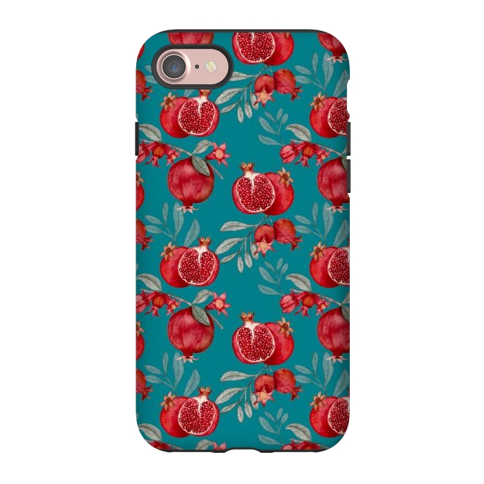 iPhone 7 StrongFit Pomegranates, dark teal by Flowery Stories
