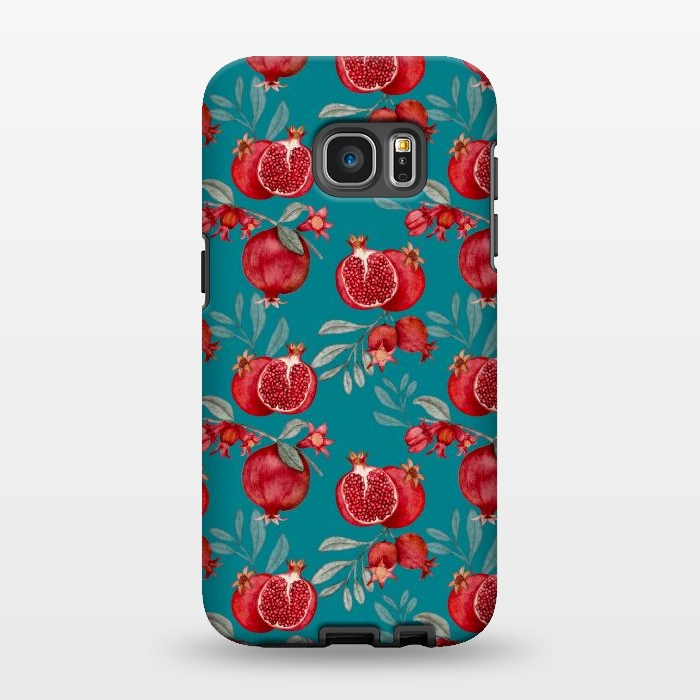 Galaxy S7 EDGE StrongFit Pomegranates, dark teal by Flowery Stories