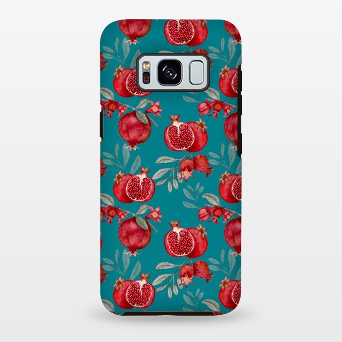 Galaxy S8 plus StrongFit Pomegranates, dark teal by Flowery Stories