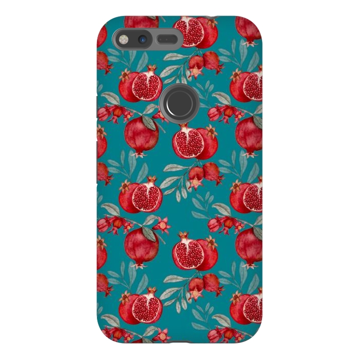 Pixel XL StrongFit Pomegranates, dark teal by Flowery Stories