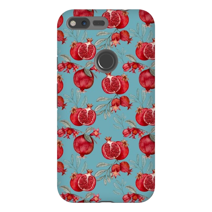 Pixel XL StrongFit Pomegranates, light teal by Flowery Stories