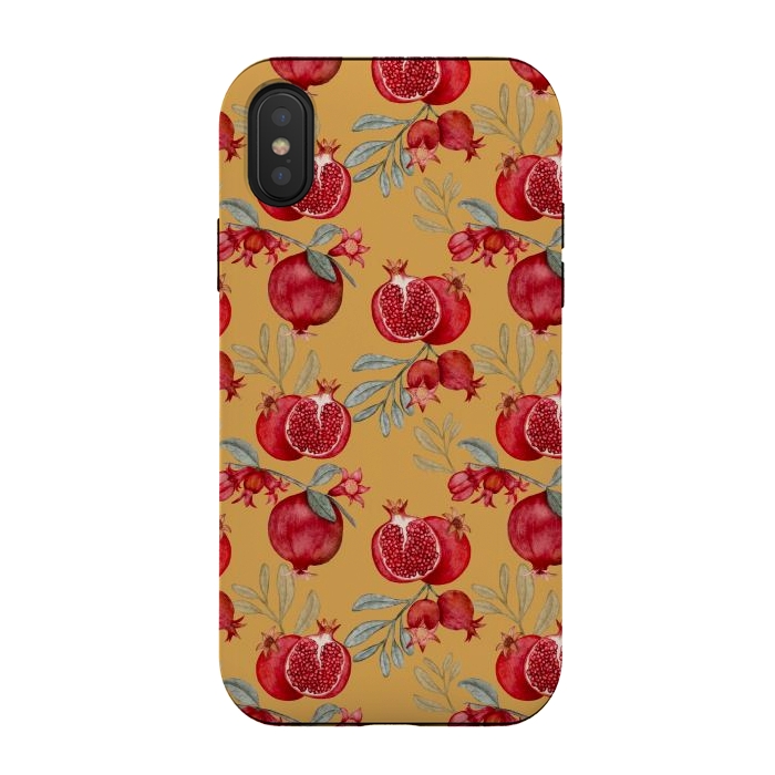 iPhone Xs / X StrongFit Pomegranates, yellow by Flowery Stories