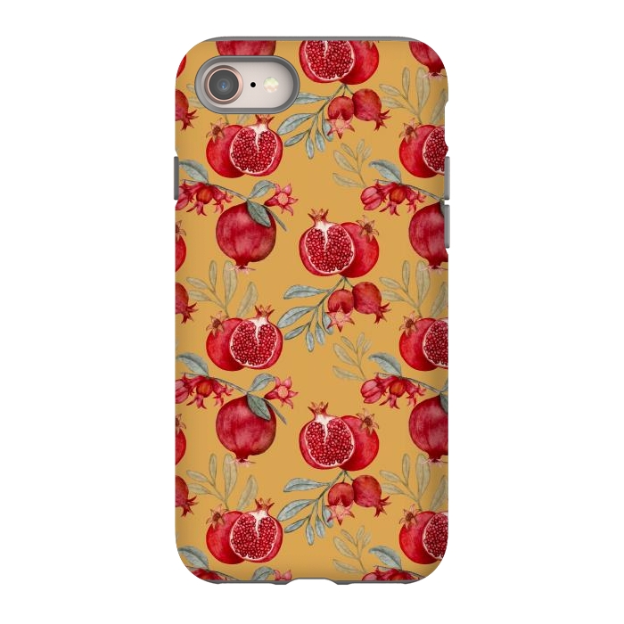 iPhone 8 StrongFit Pomegranates, yellow by Flowery Stories