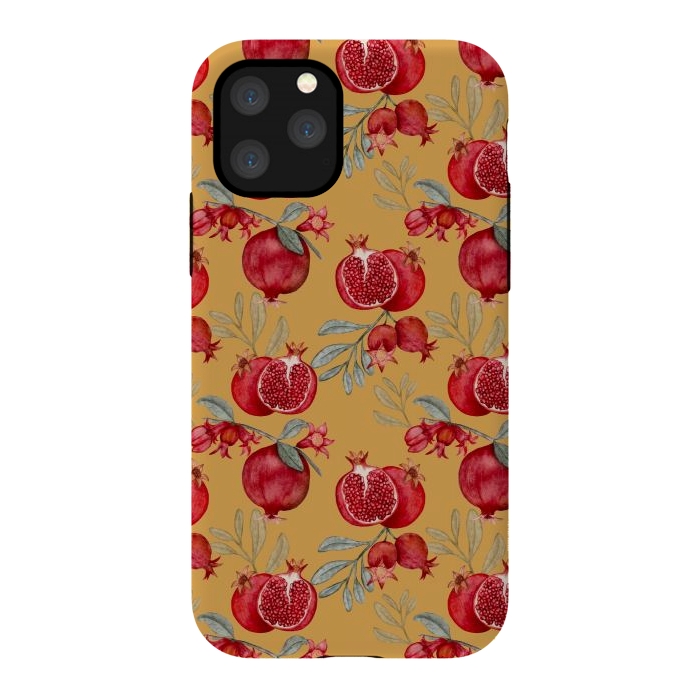 iPhone 11 Pro StrongFit Pomegranates, yellow by Flowery Stories