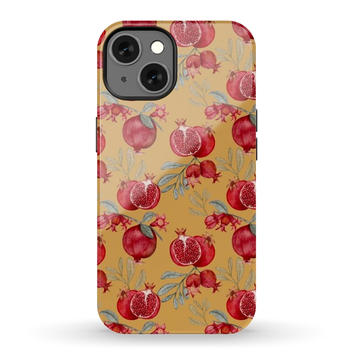iPhone 13 StrongFit Pomegranates, yellow by Flowery Stories