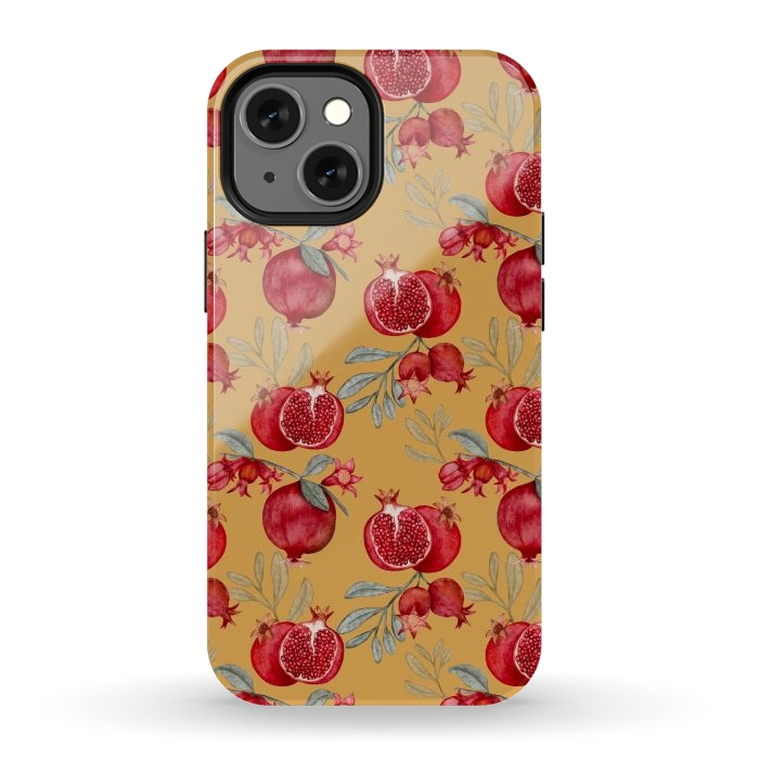 iPhone 13 mini StrongFit Pomegranates, yellow by Flowery Stories