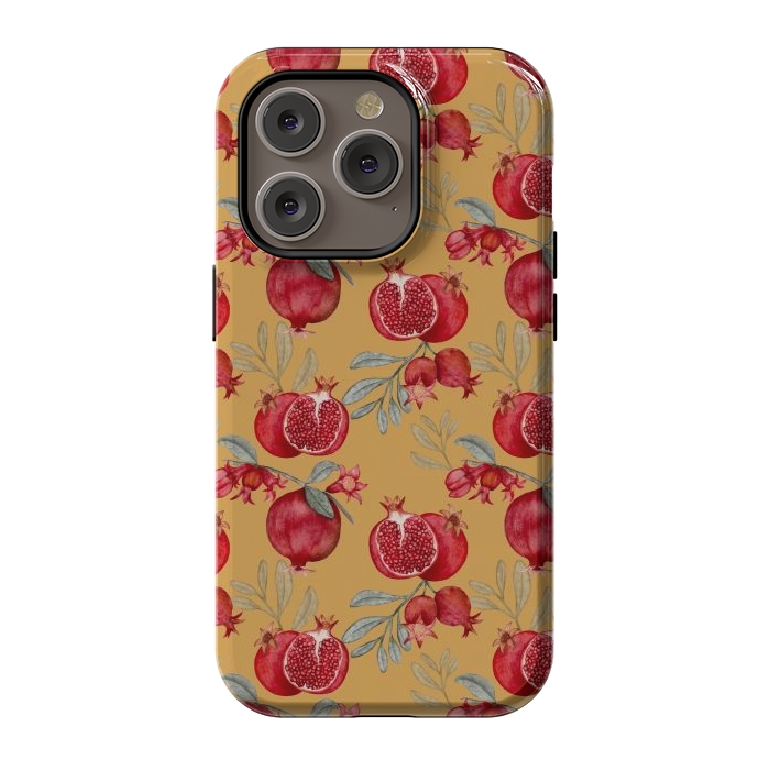 iPhone 14 Pro StrongFit Pomegranates, yellow by Flowery Stories