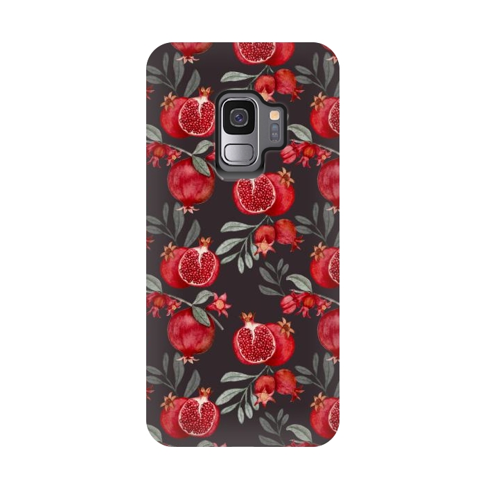 Galaxy S9 StrongFit Pomegranates, black by Flowery Stories