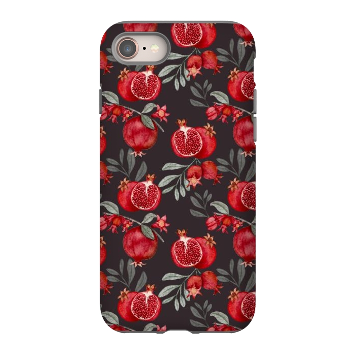 iPhone 8 StrongFit Pomegranates, black by Flowery Stories