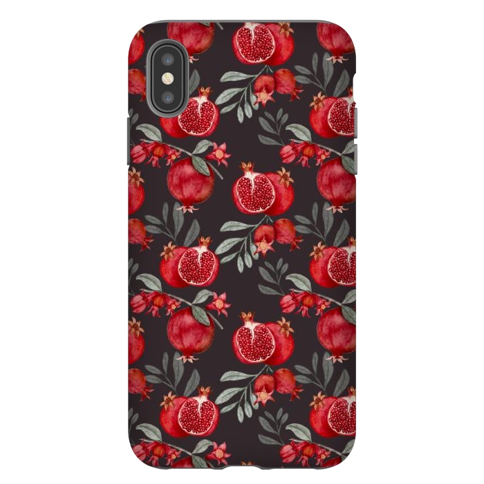 iPhone Xs Max StrongFit Pomegranates, black by Flowery Stories