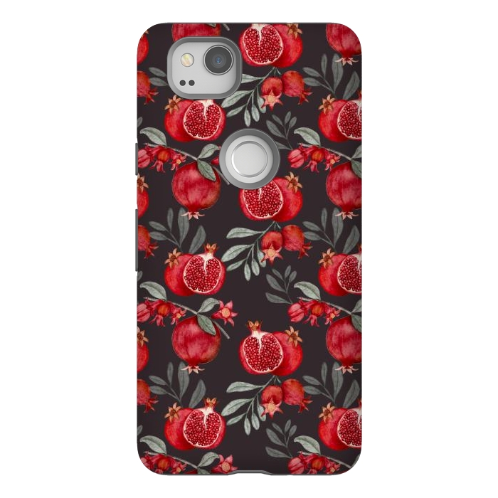 Pixel 2 StrongFit Pomegranates, black by Flowery Stories