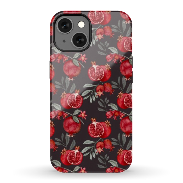 iPhone 13 StrongFit Pomegranates, black by Flowery Stories
