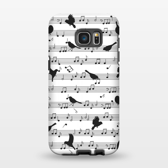 Galaxy S7 EDGE StrongFit Birds on Musical notes - Black by LM2Kone