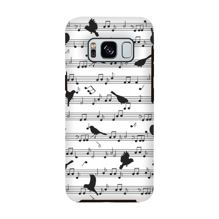 Galaxy S8 StrongFit Birds on Musical notes - Black by LM2Kone