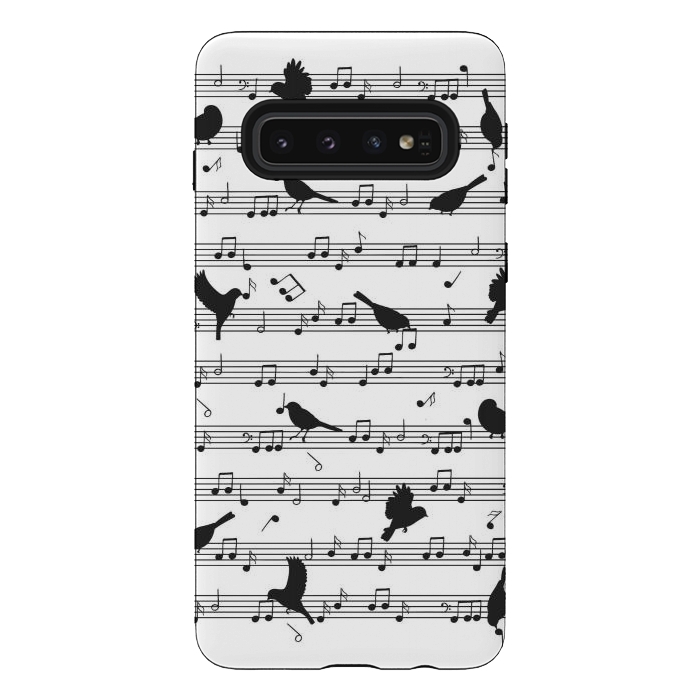 Galaxy S10 StrongFit Birds on Musical notes - Black by LM2Kone