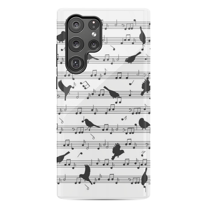 Galaxy S22 Ultra StrongFit Birds on Musical notes - Black by LM2Kone