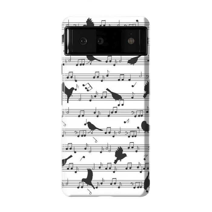 Pixel 6 StrongFit Birds on Musical notes - Black by LM2Kone