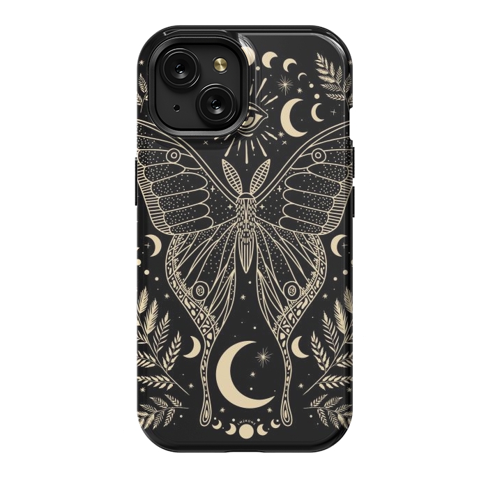 iPhone 15 StrongFit Occult Mystical Moon Moth by LM2Kone