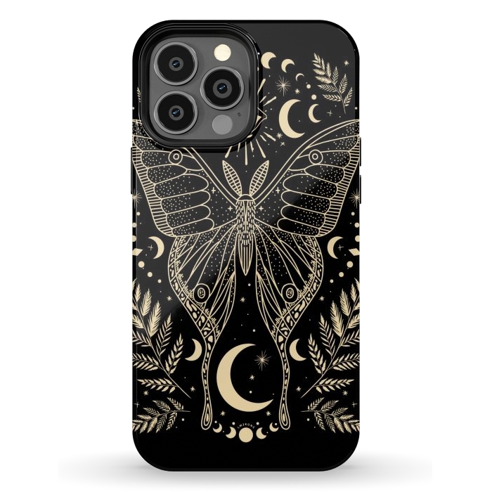 iPhone 13 Pro Max StrongFit Occult Mystical Moon Moth by LM2Kone