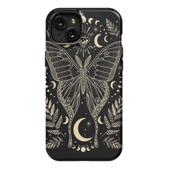 iPhone 15 Plus StrongFit Occult Mystical Moon Moth by LM2Kone